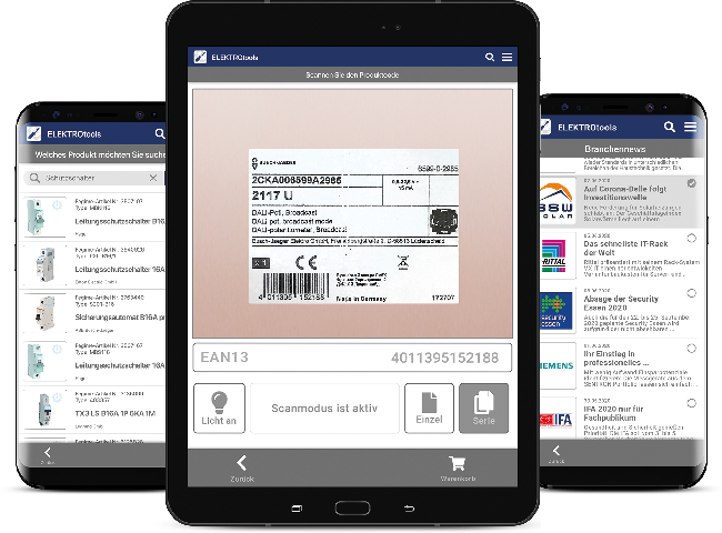 elektrotools app egu Elektrogroßhandel Tabletansicht