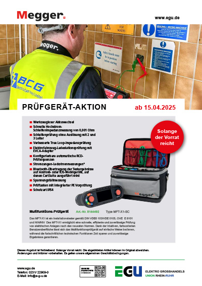 Megger Aktion Prüfgerät ab 15.04.2025 EGU Elektrogroßhandel