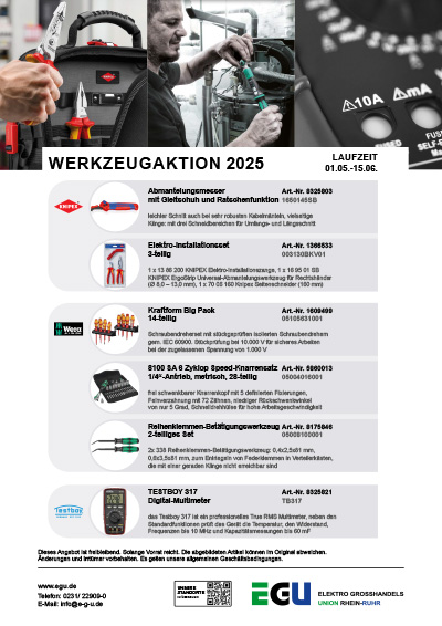 EGU Aktion Werkzeugaktion Knipex, Wera, Testboy