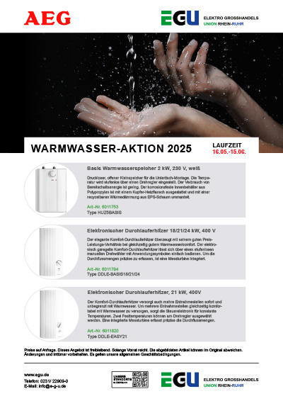 AEG Warmwassergerät Aktion EGU Elektrogroßhandel