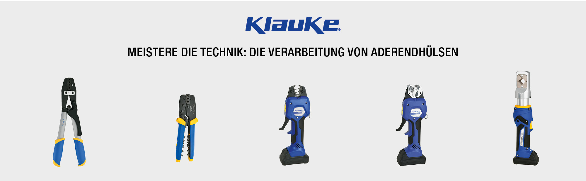 egu_start-banner_2000x620px_Klauke Klauke Banner: Meistere die technik: Die verabeitung von Aderendhülsen.