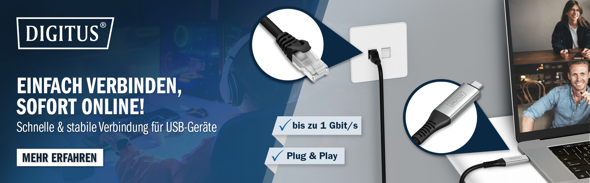 Digitus Einfach verbinden. Sofort online. USB Netzwerkkabel