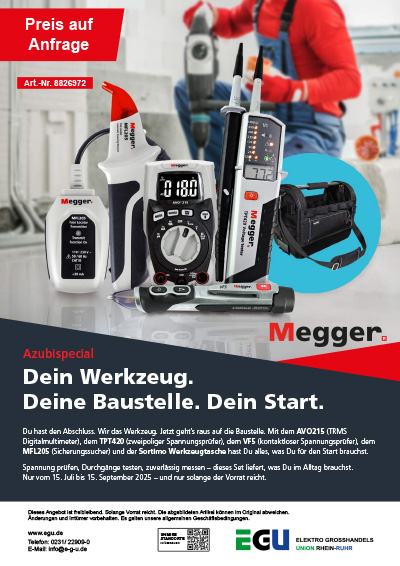 Megger Aktion Elektrogroßhandel. Azubi Aktion vom 15.07.-15.09.2025