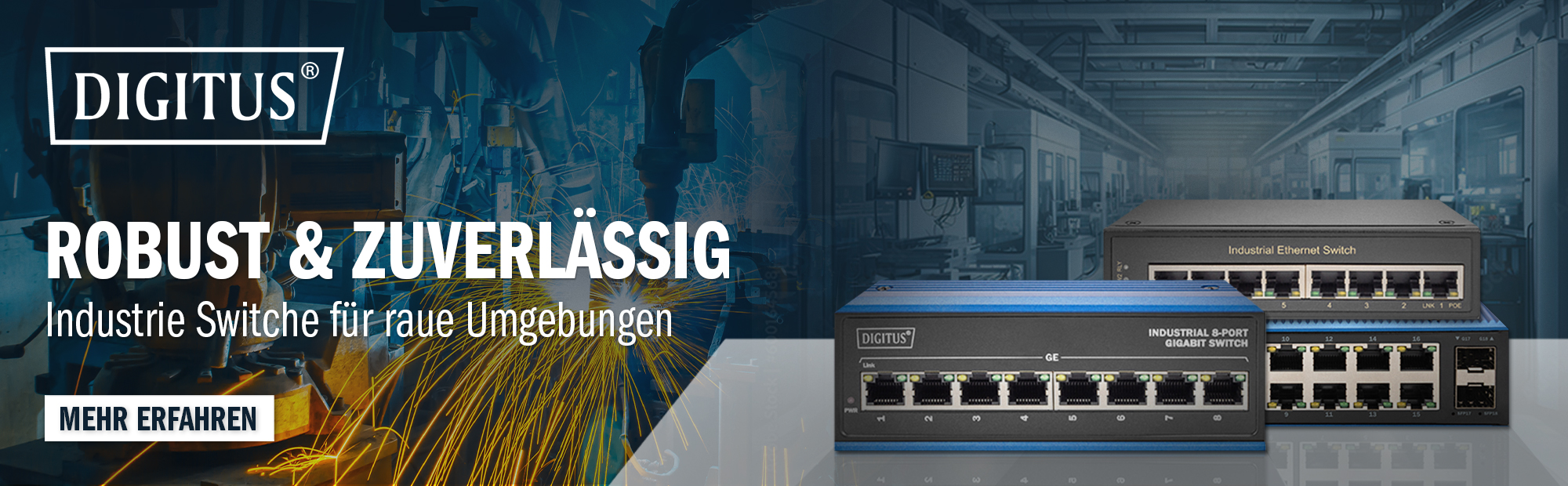 Digitus Banner Industrie Switche für raue Umgebungen