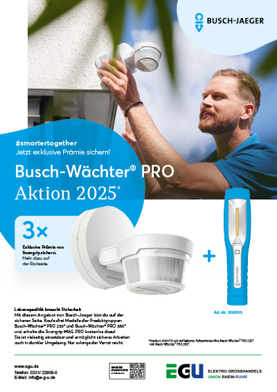 Busch-Jaeger Wächteraktion 2025 bei EGU Elektrogroßhandel
