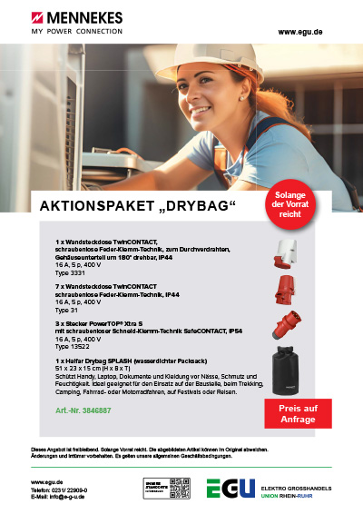 Mennekes Aktionspaket drybag zum Aktionspreis. Jetzt bei der EGU kaufen