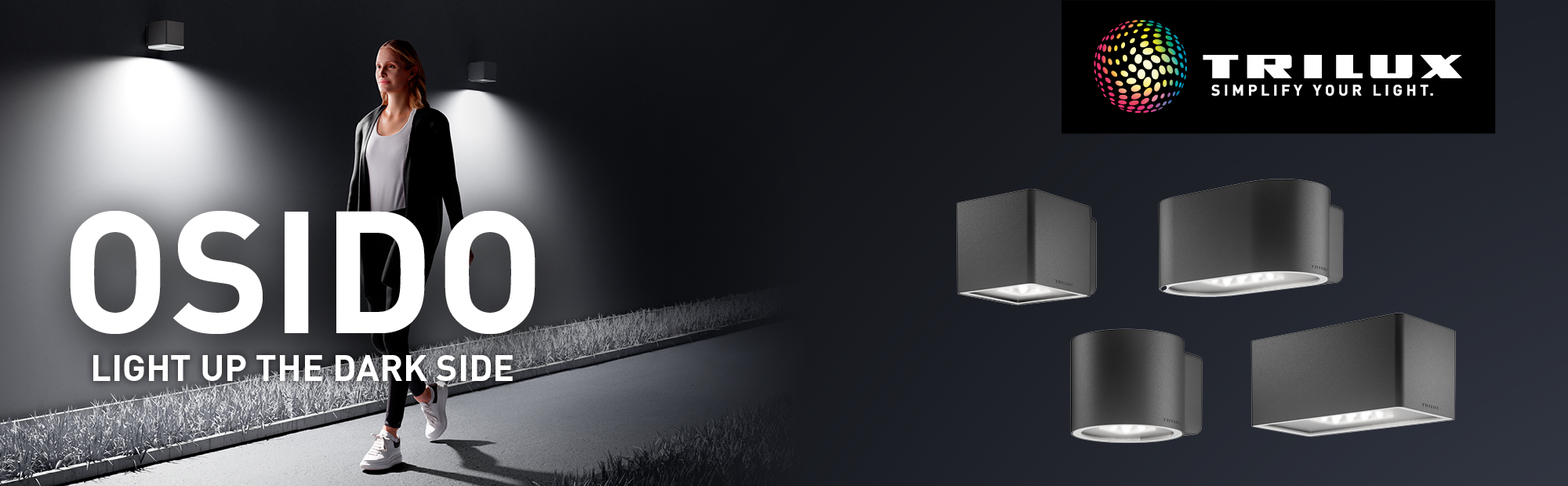 Trilux Osido light up the dark side. Wand und Deckenleuchten Osido Q Linse anthrazit