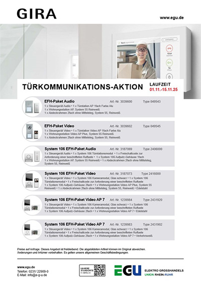 Gira-Aktion Türkommunikation 11.2025 EGU Elektrogroßhandel