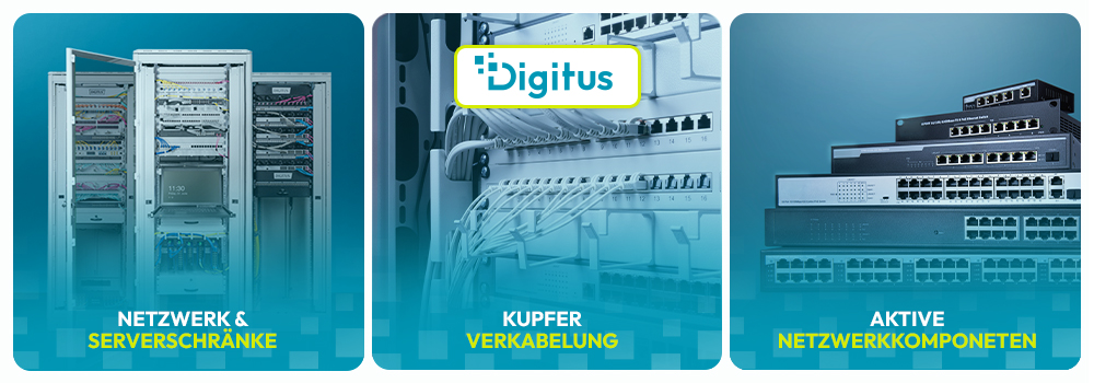 Digitus by Assmann Netzwerk und Serverschränke, Kupfer-Verkabelung, Aktive Netzwerk Komponenten